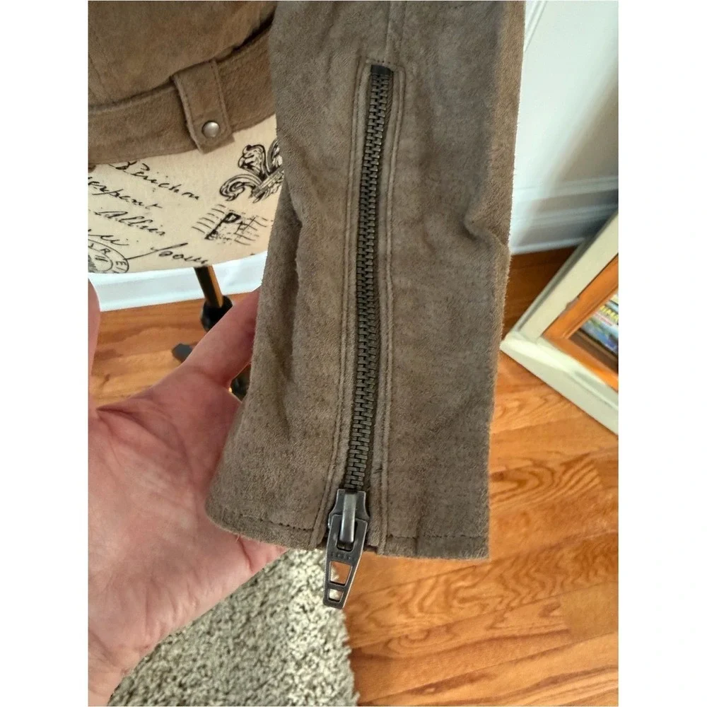 NEW BLANKNYC Denim Sueded Moto Jacket - French Taupe - Small